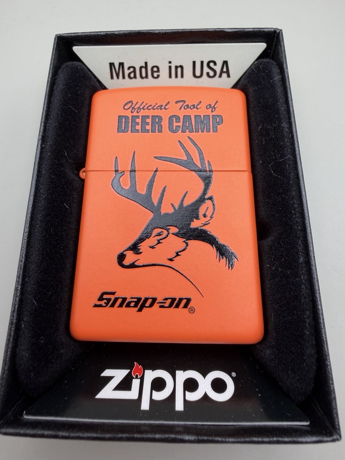 Snap-On Deer Camp Orange Matte Vintage 2016 Zippo Lighter New B77