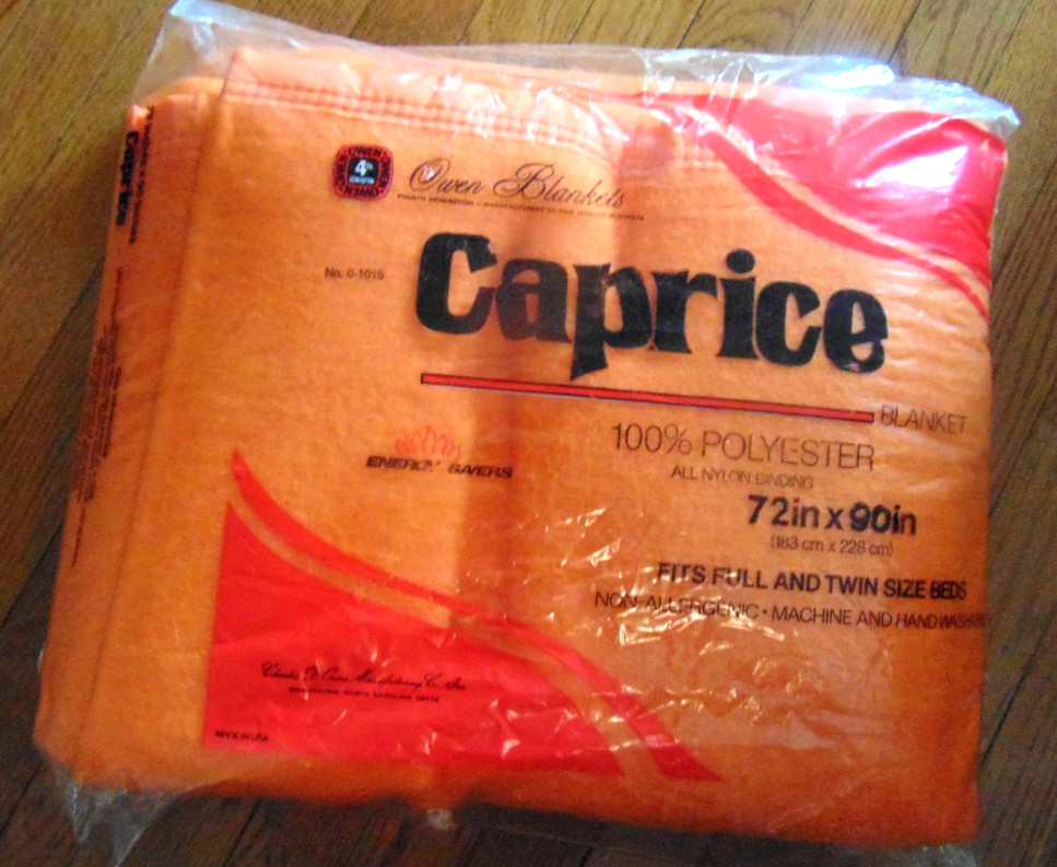 Vintage Owen Caprice Blanket 72X90 Orange Twin/Full Thermal Retro NYLON BINDING