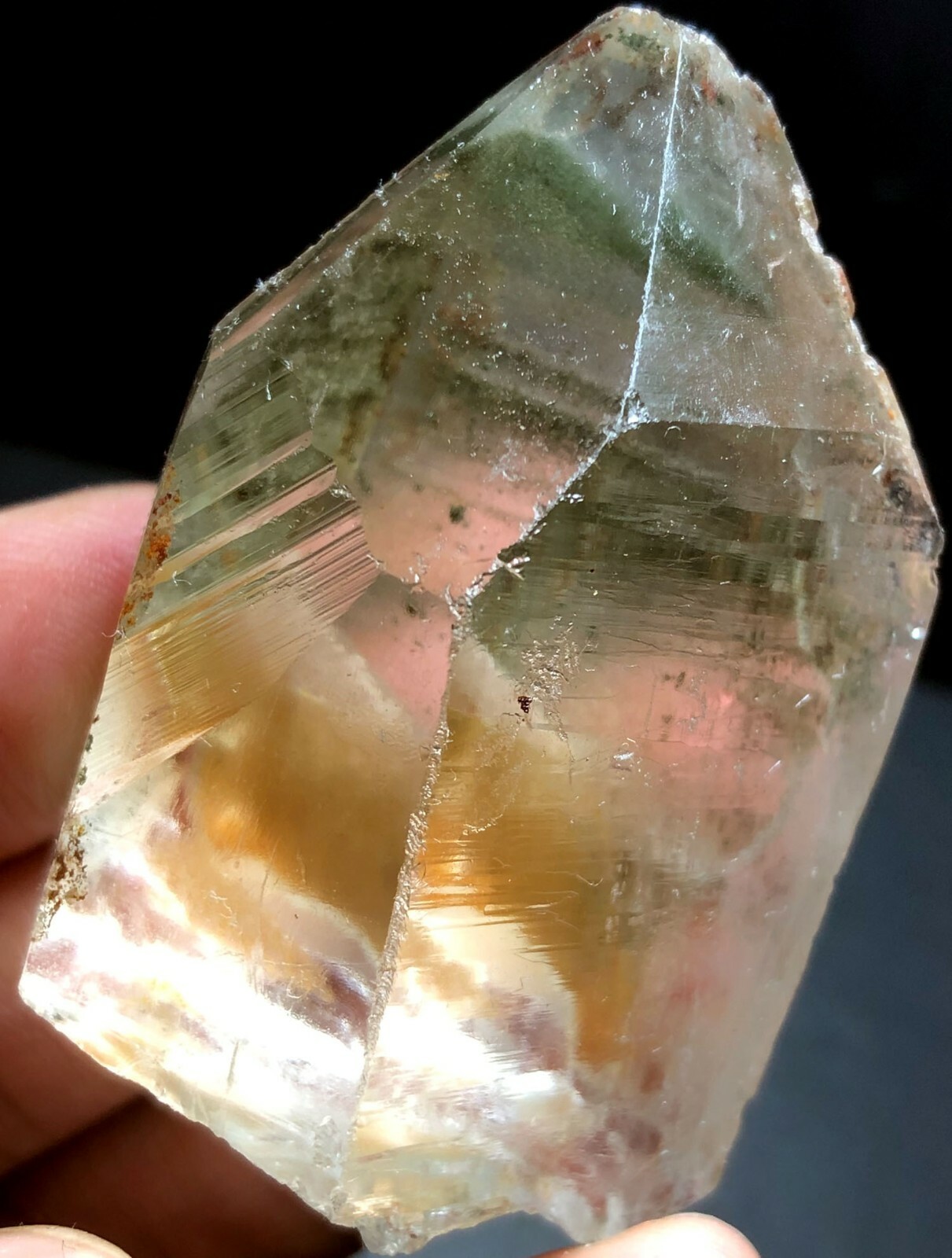 70g 1PC Himalayan RARE RAW Natural Lemurian Quartz Lemuria Crystal Point  d775