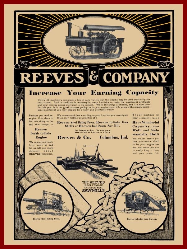 1912 Reeves Traction Engine, Thresher, & Saw Mill New Metal Sign: 12x16\