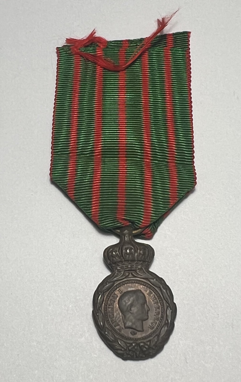 Original French 5 Mai 1821 Emperor Napoleon I Saint Helena Medal w/ Ribbon