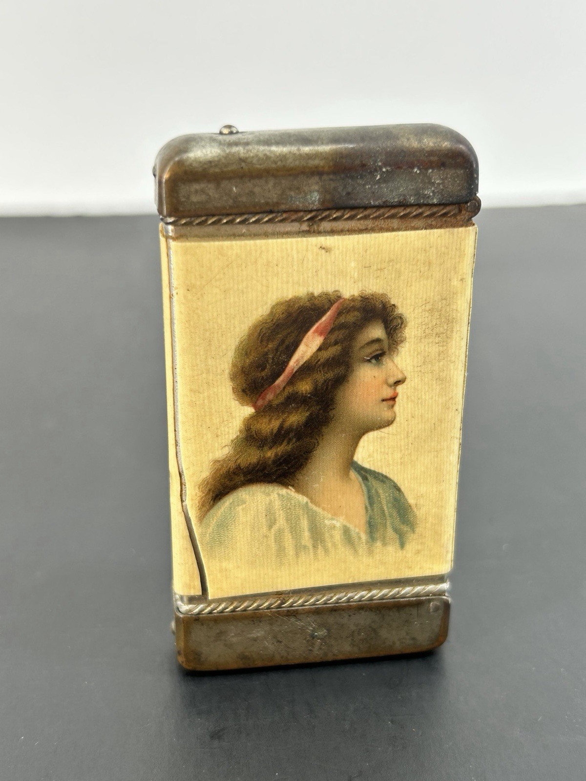 Antique Celluloid Advertising Match Safe