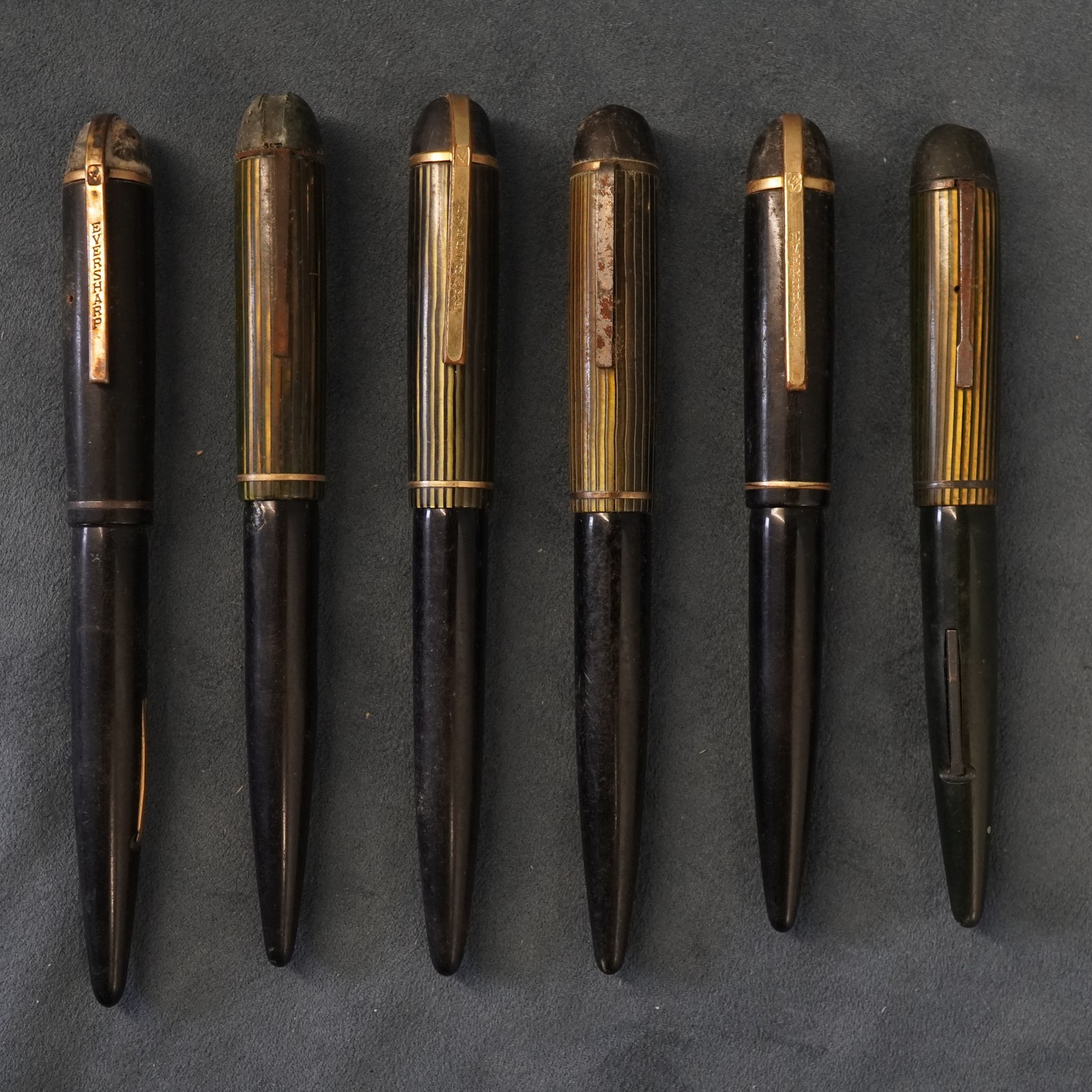 Lot of 6 Vintage Wahl-Eversharp Fountain Pens w/14k Nibs, For Parts or Repair