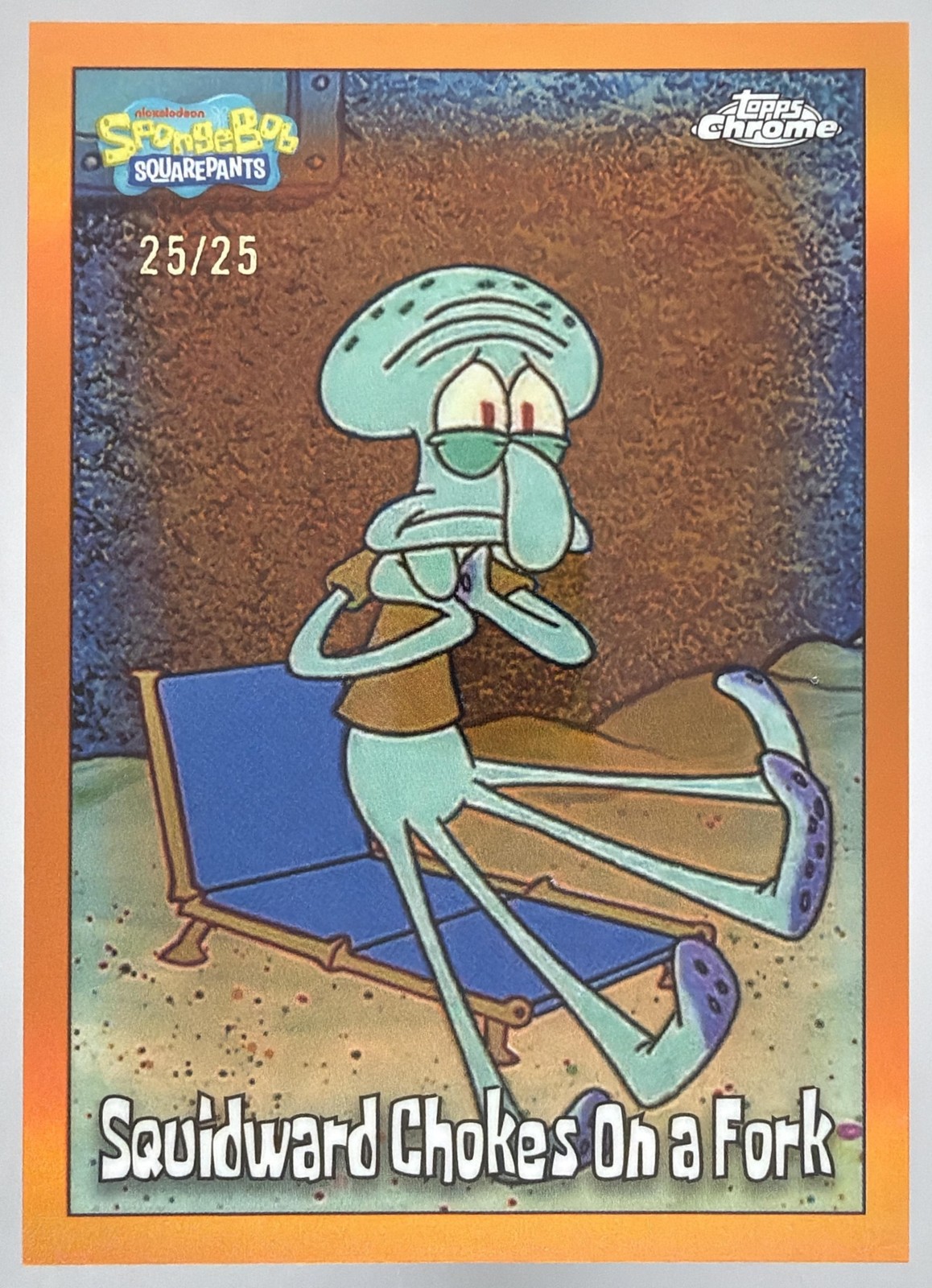 2025 Topps Chrome SpongeBob SquarePants Orange Refractor 25/25 #90