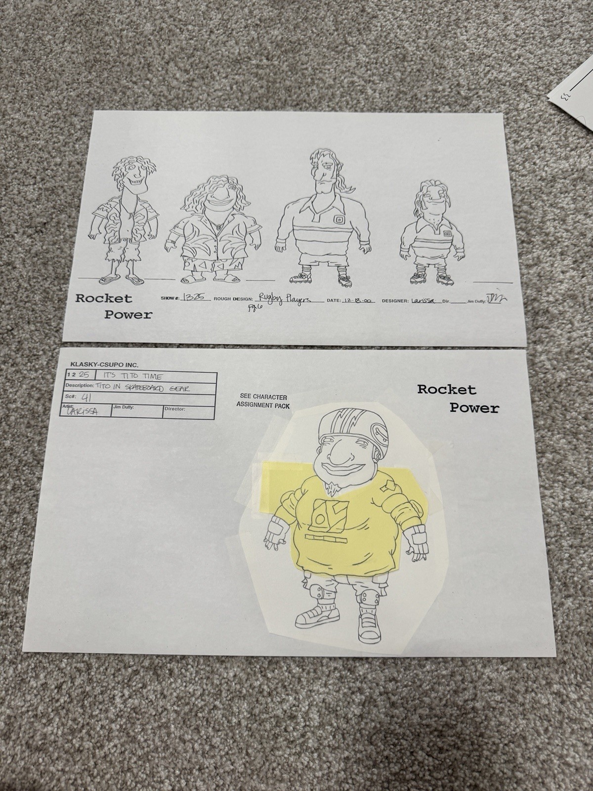 Original Nickelodeon Animation Art Rocket Power 2 Drawings Signed Pencil Sketch