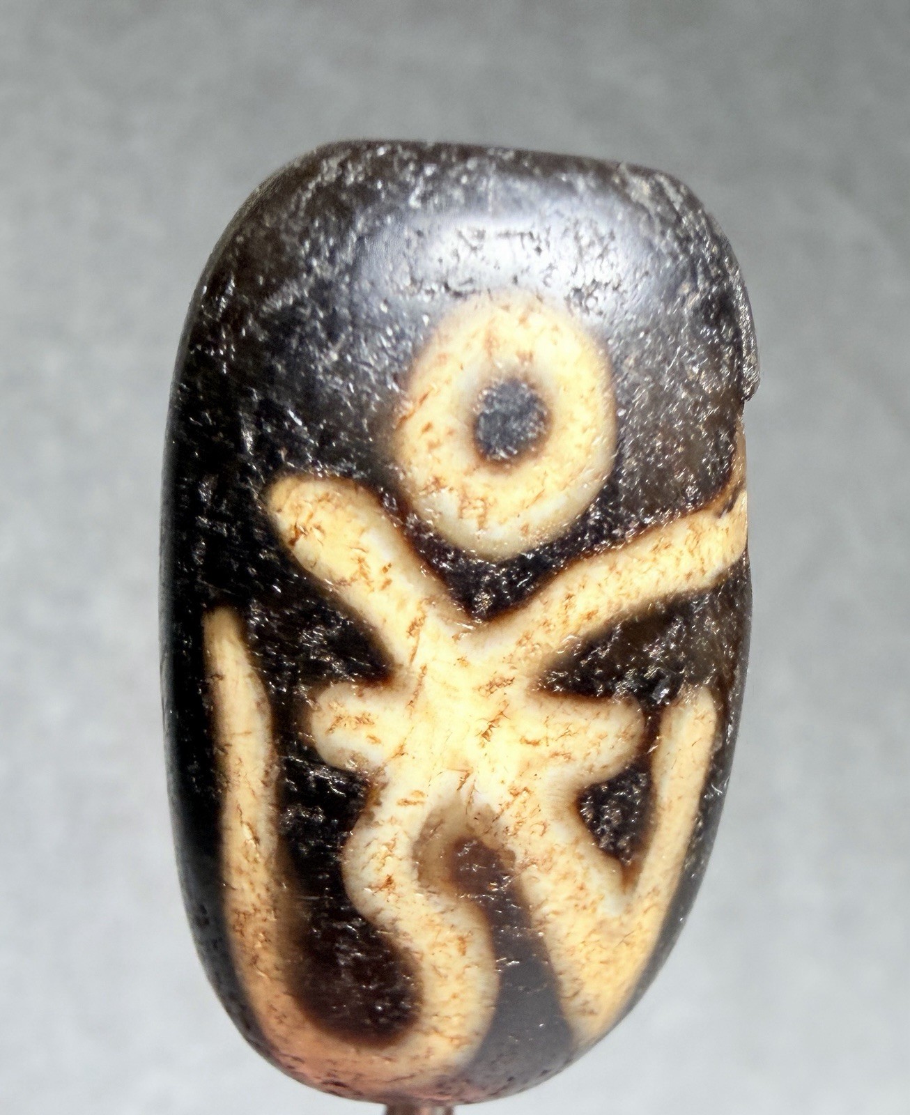 💫Tibetan Rare Old Agate Om Heavens Gate DZI Bead,Silkworm Lines Naga Marks 🔥✨