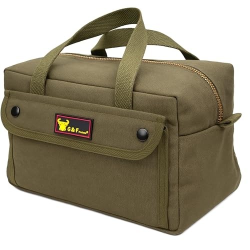 Tool Bag, Waxed Canvas, 11x7x6 Inch, Water Resistant, 2 Compartments