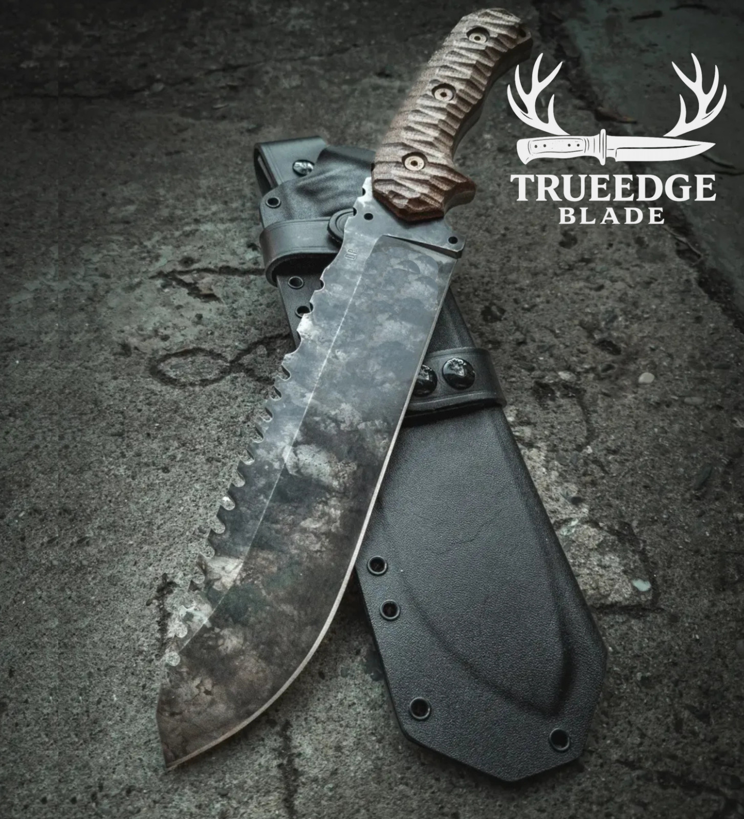 Custom HandForged GodFather AntiqueStyle Knife–Ice Brush Finish & Micarta Handle