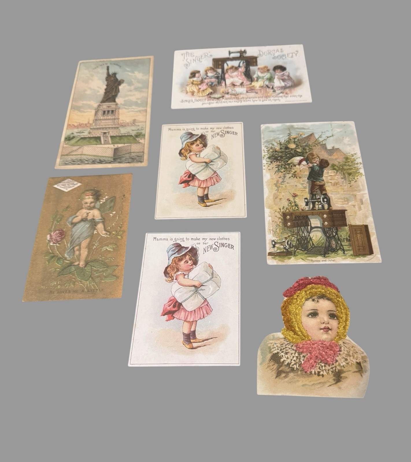 Lot 7 Antique Victorian Singer Sewing Machine Trade Cards 1880s 1890s 