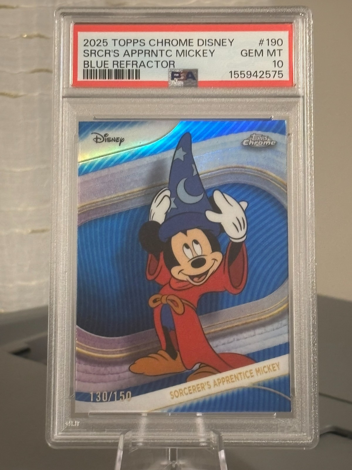 2025 Topps Chrome Disney #190 Sorcerer\'s Apprentice Mickey BLUE /150 PSA 10🔥