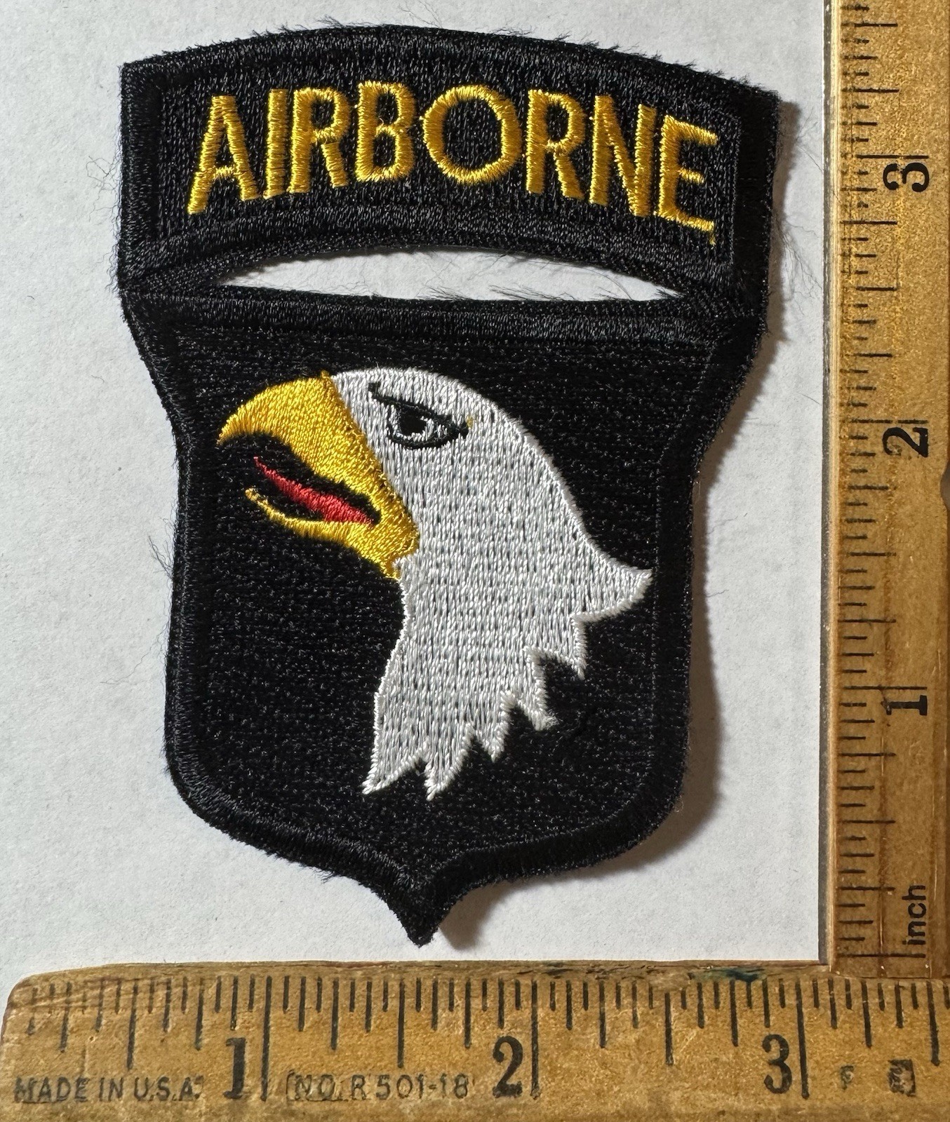 Vintage US Army 101st Division Airborne Iron On Patch United States Tab Eagle