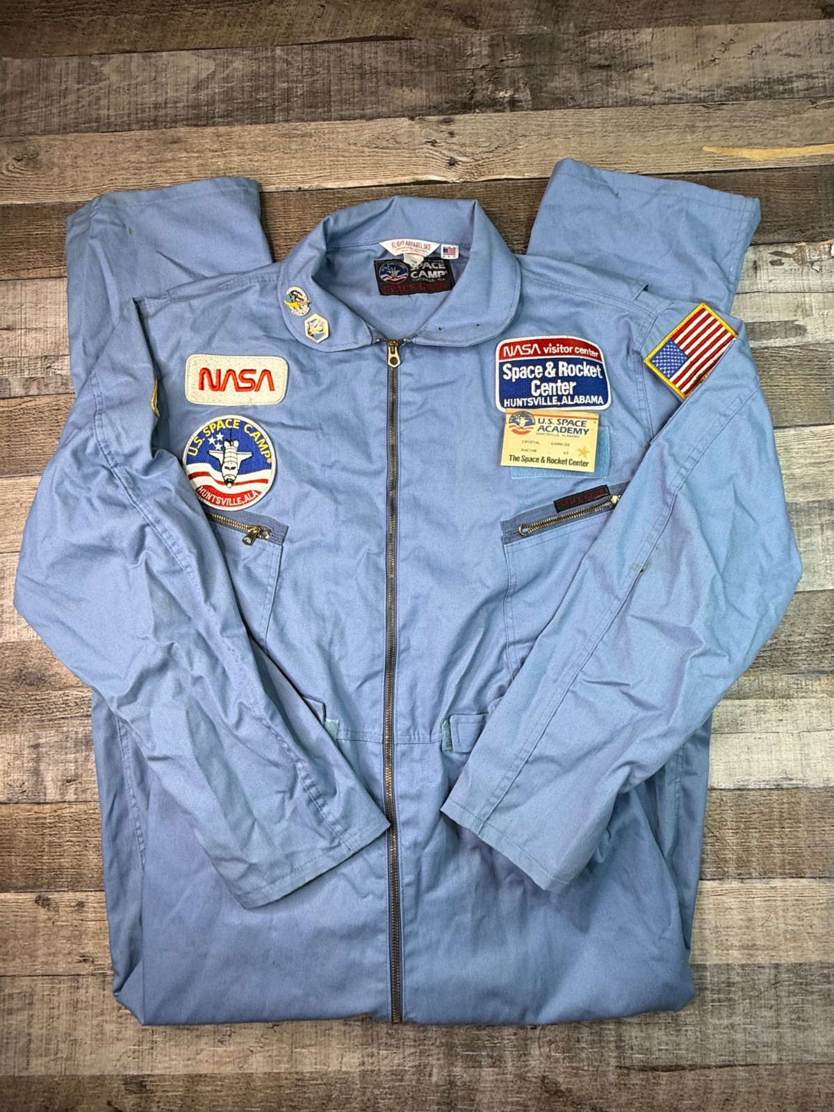 Vintage NASA US Space Camp Uniform Flight Suit Coveralls Mens 50 Blue Made USA