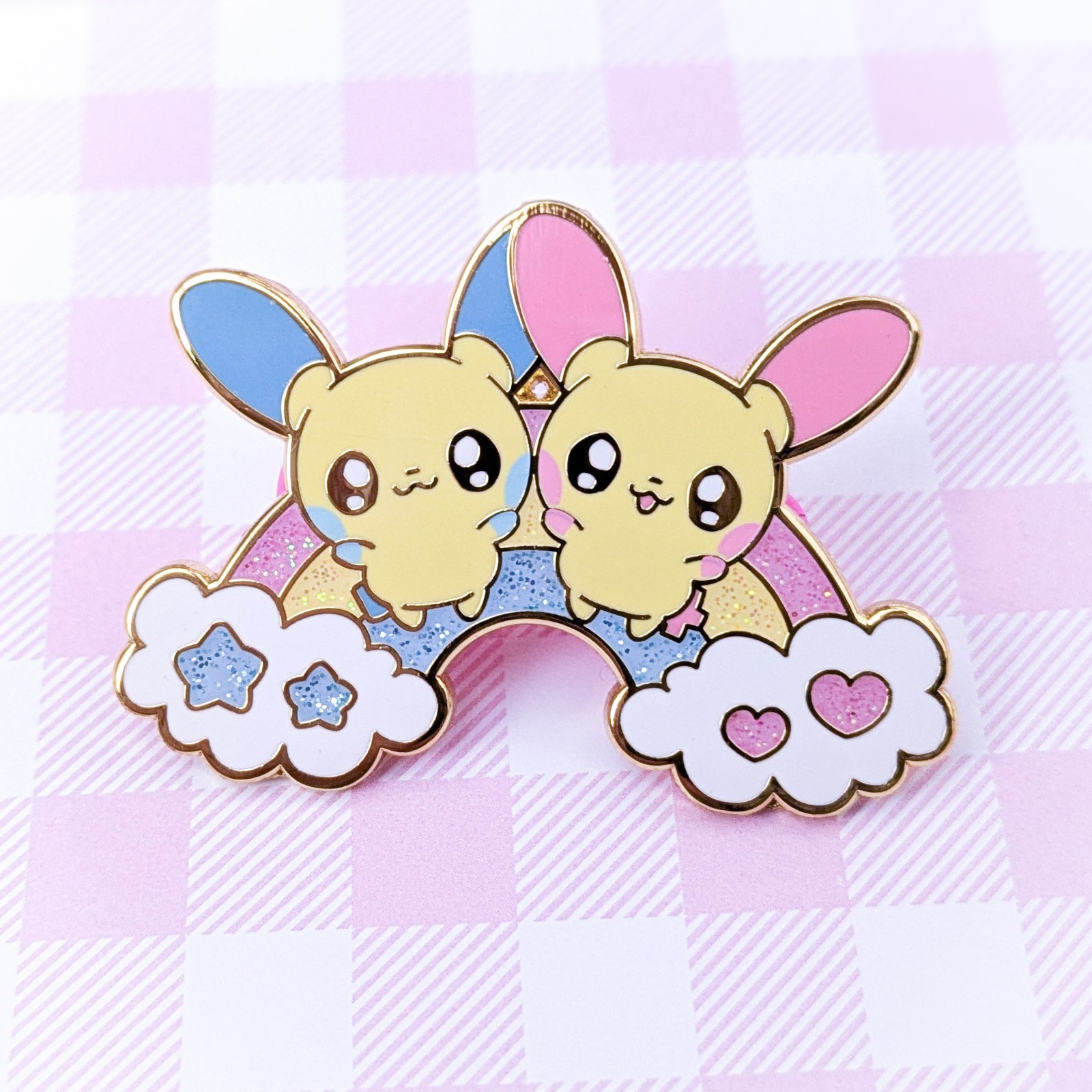 Pokemon Plusle Minun Enamel Pin Fan Made