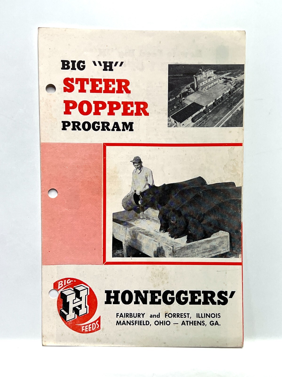 Vintage Honegger\'s Feeds Big H Steer Popper Program Paper Advertising Brochure