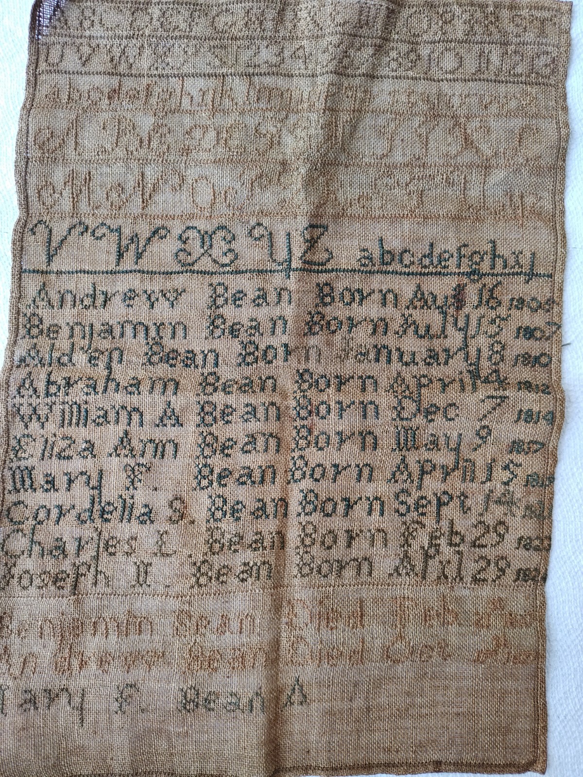 19TH CENTURY GIRLS NEEDLEWORK SAMPLER 1806 T0 1826 19TH CENTURY GIRLS NEEDLEWORK SAMPLER 1806 T0 1826