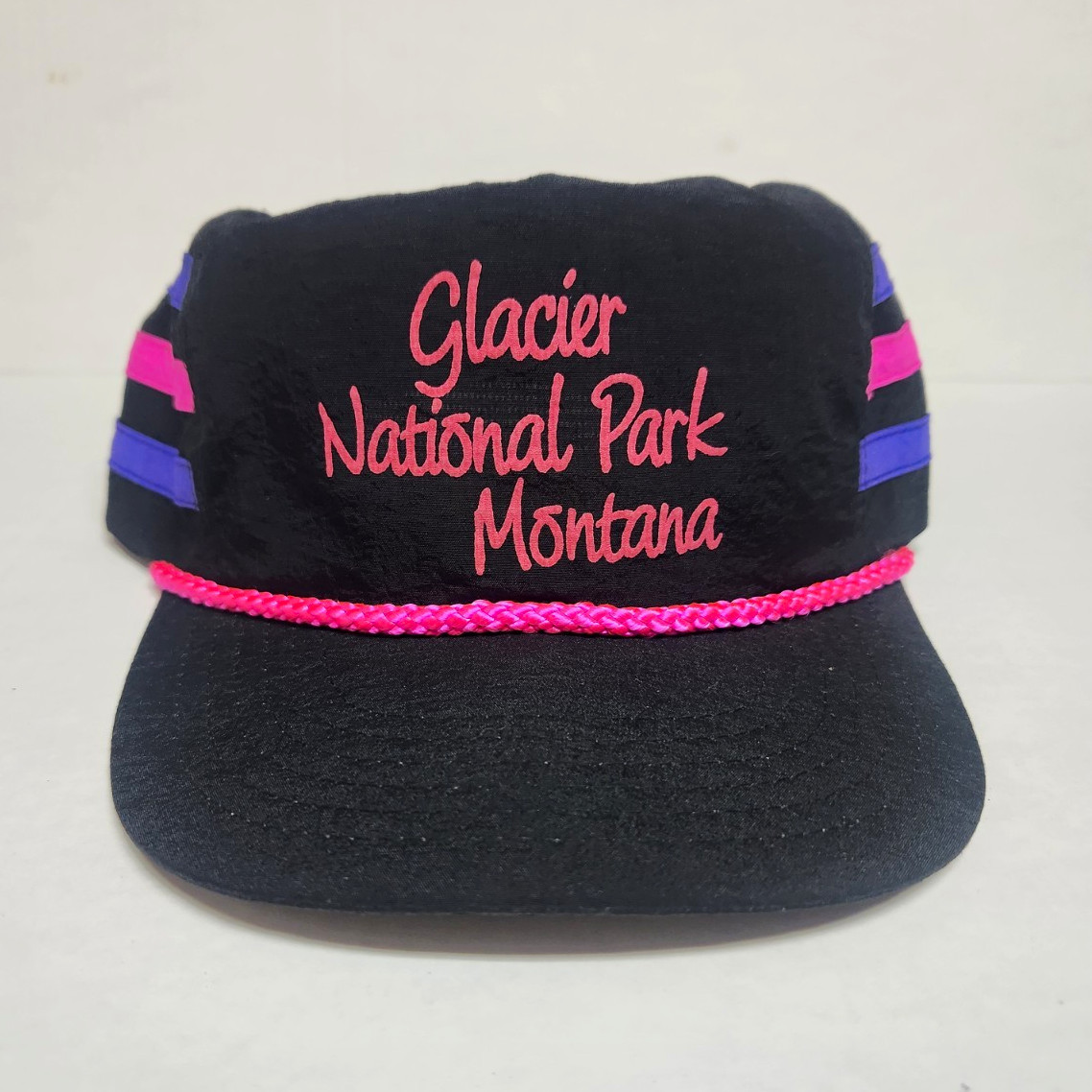 Vintage Glacier National Park Montana 3 Stripe Snapback Hat Vintage Glacier National Park Montana 3 Stripe Snapback Hat