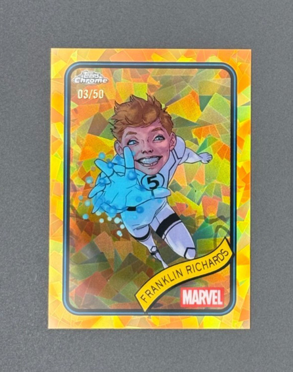 2025 Topps Chrome Marvel #56 Franklin Richards Doom Spider GOLD SAPPHIRE /50