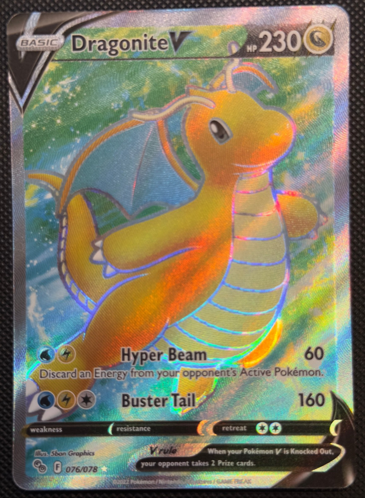 Pokemon TCG Dragonite V (Full Art) 076/078 Pokémon GO Holo NM