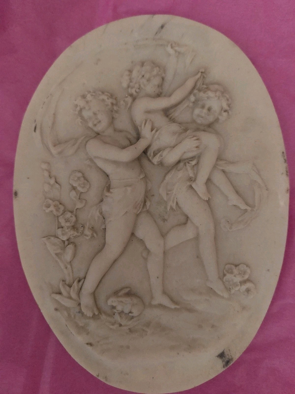 ST. PETERSBURG F CARVED MARBLE RELIEF PLAQUE, C.1882  Good Cond
