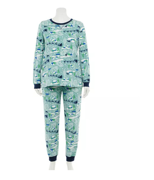 Plus Size Jammies For Your Families Sleigh All Day Top & Bottoms Pajama Set-3X (