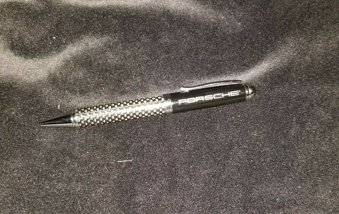 NEW Porsche Real Carbon Fiber Ball Pen Black Collectible