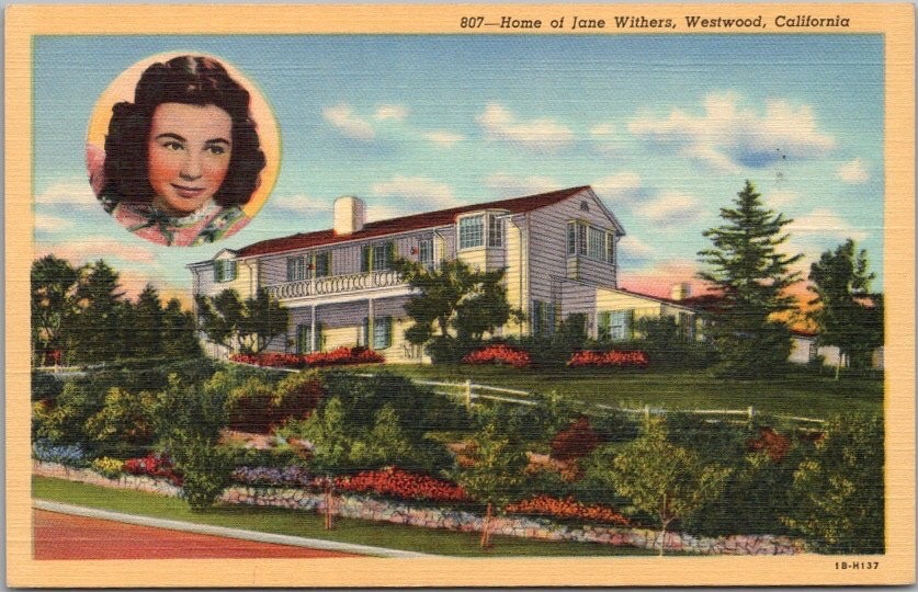 1941 HOLLYWOOD CA Stars\' Houses LINEN Postcard \