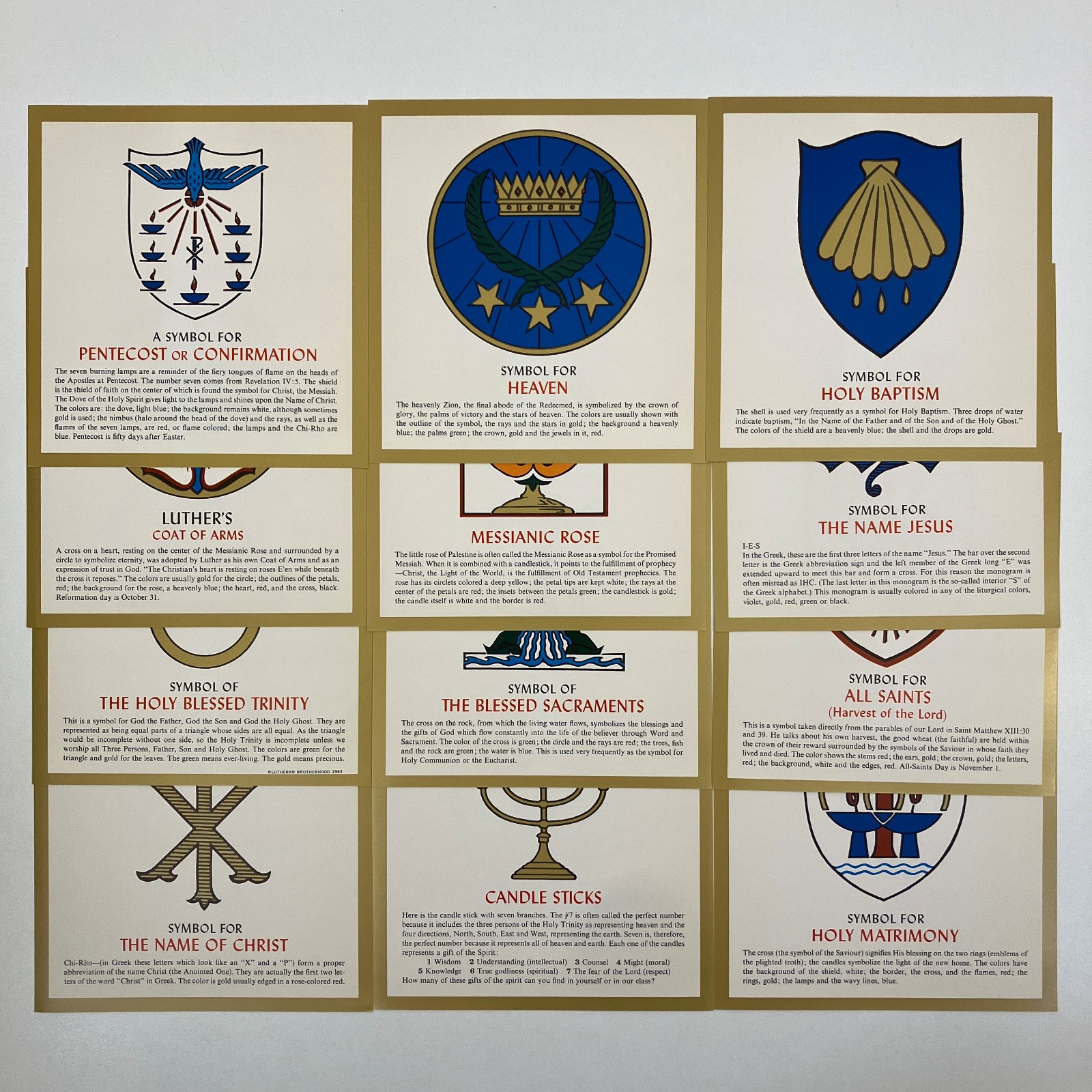 Symbols of the Lutheran Church from the Lutheran Brotherhood 1963 12 Card Set