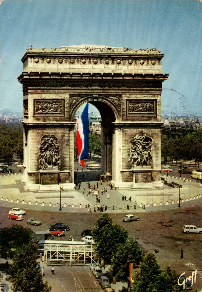 Paris - Arc de Triomphe with Tricolour Flag, Greff 373 - Vintage Postcard - 1972