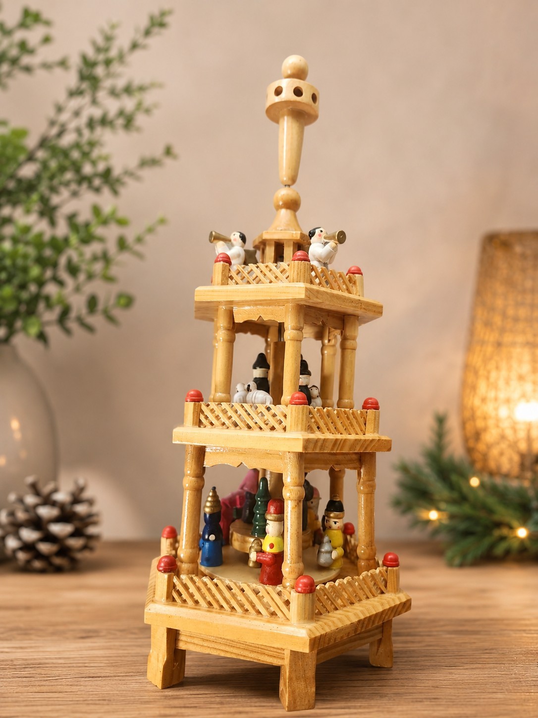 VINTAGE 198O,s Christmas Nativity Carousel Without the Windmill Pyramid 3 Tier