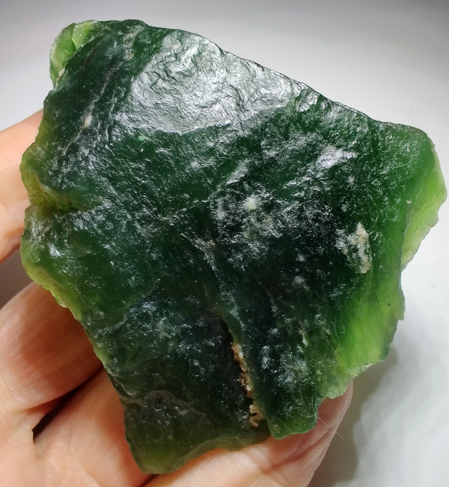 Nephrite Jade, translucent with vibrant green color. Pakistan. 164 grams.
