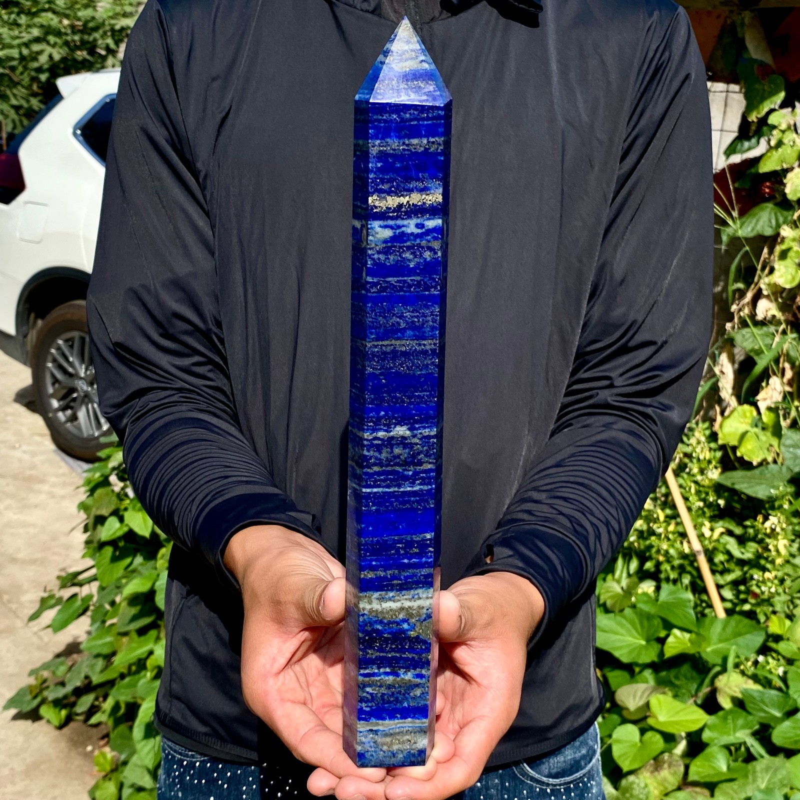 2.99LB Natural lapis lazuli crystal obelisk quartz crystal energy column