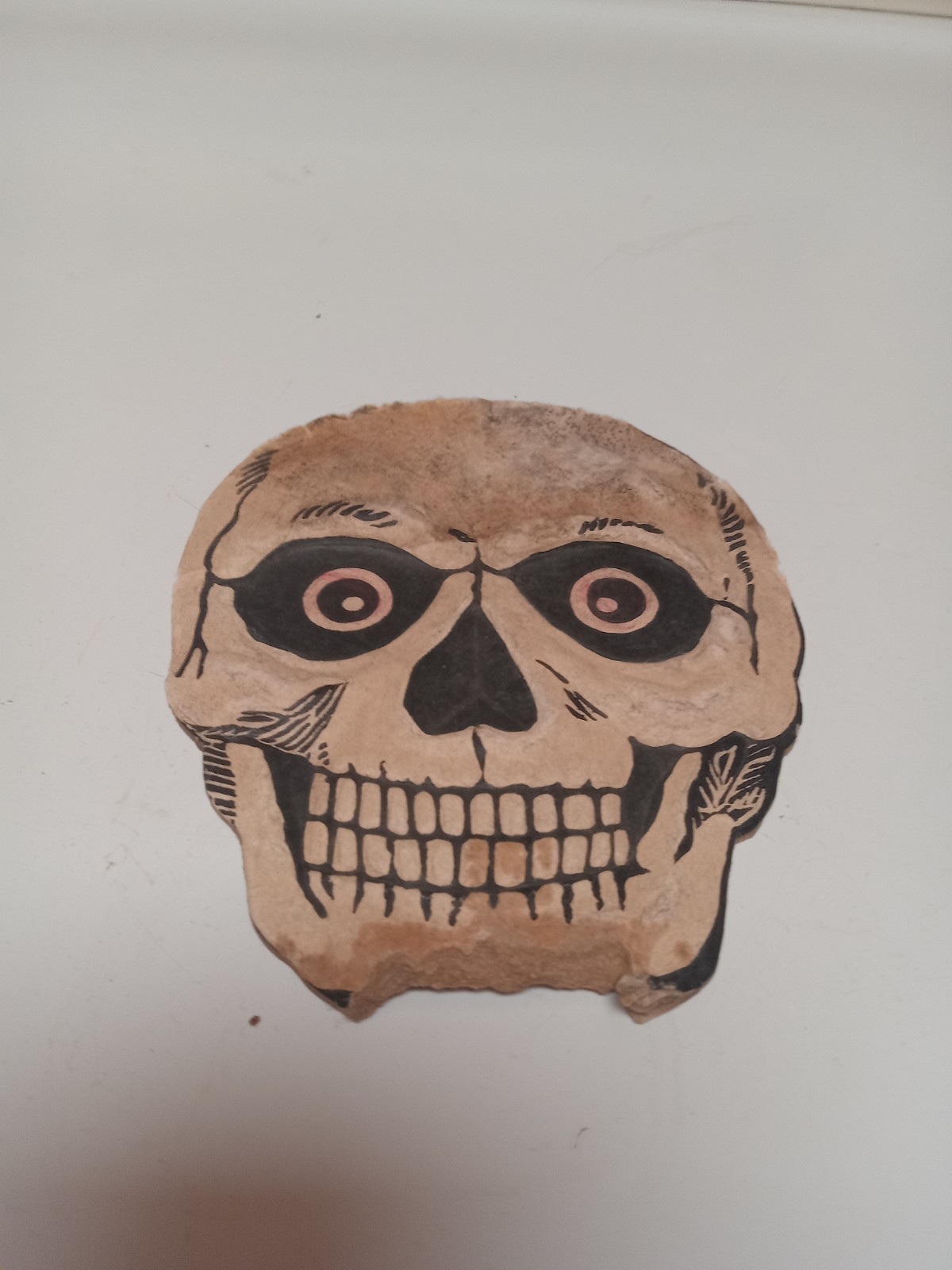 Vintage Halloween Raised Embossed Skeleton Skull Diecut Die Cut Decoration 