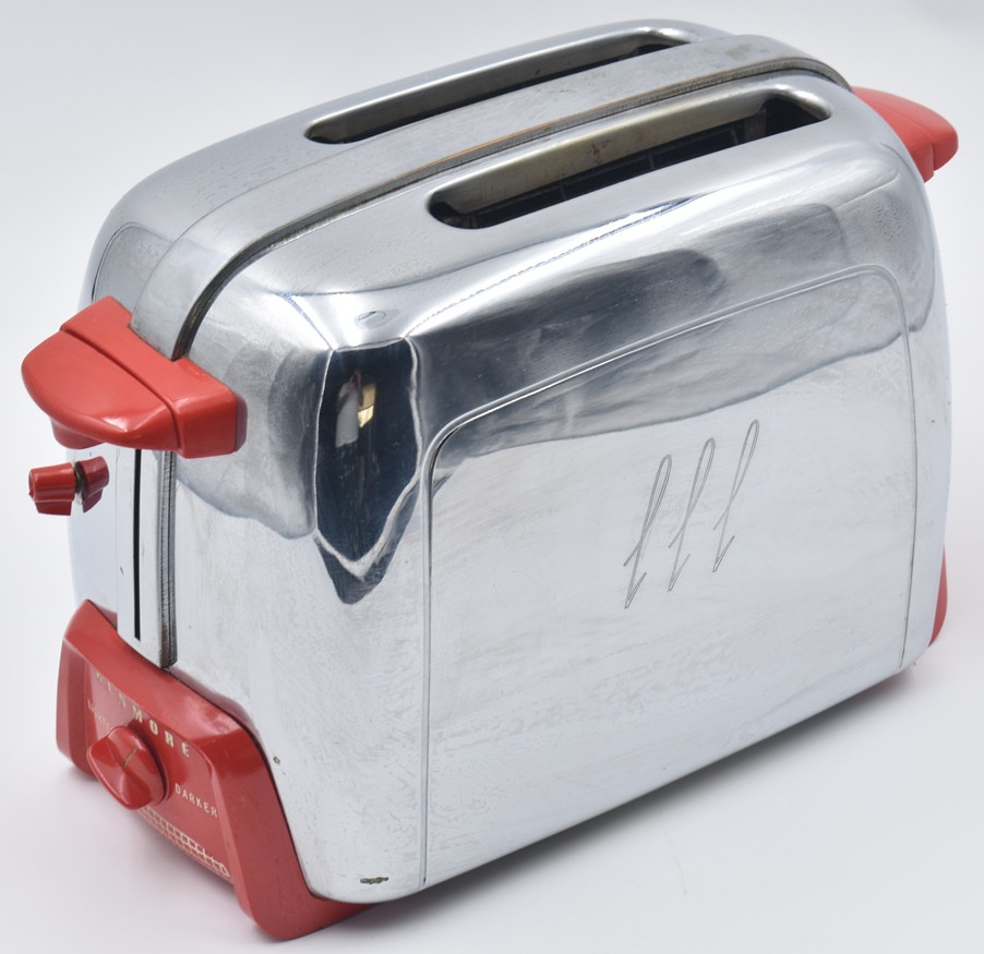 Vintage 1950s Kenmore Sears Toaster Model 344-6332 Red Bakelite Handles Works