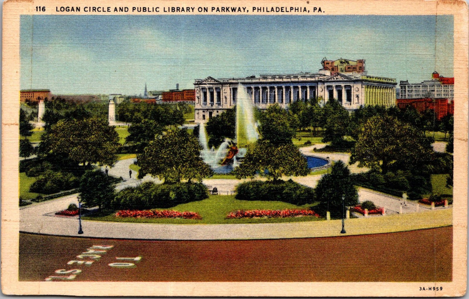 Logan Circle Public Library Philadelphia PA Vintage Postcard 5P21-15