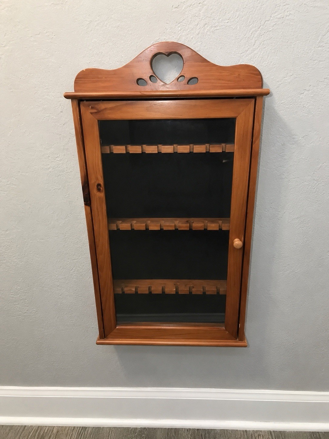 Vintage Cottagecore Wooden Spoon Herb Floral Drying, Hankie Display Cabinet
