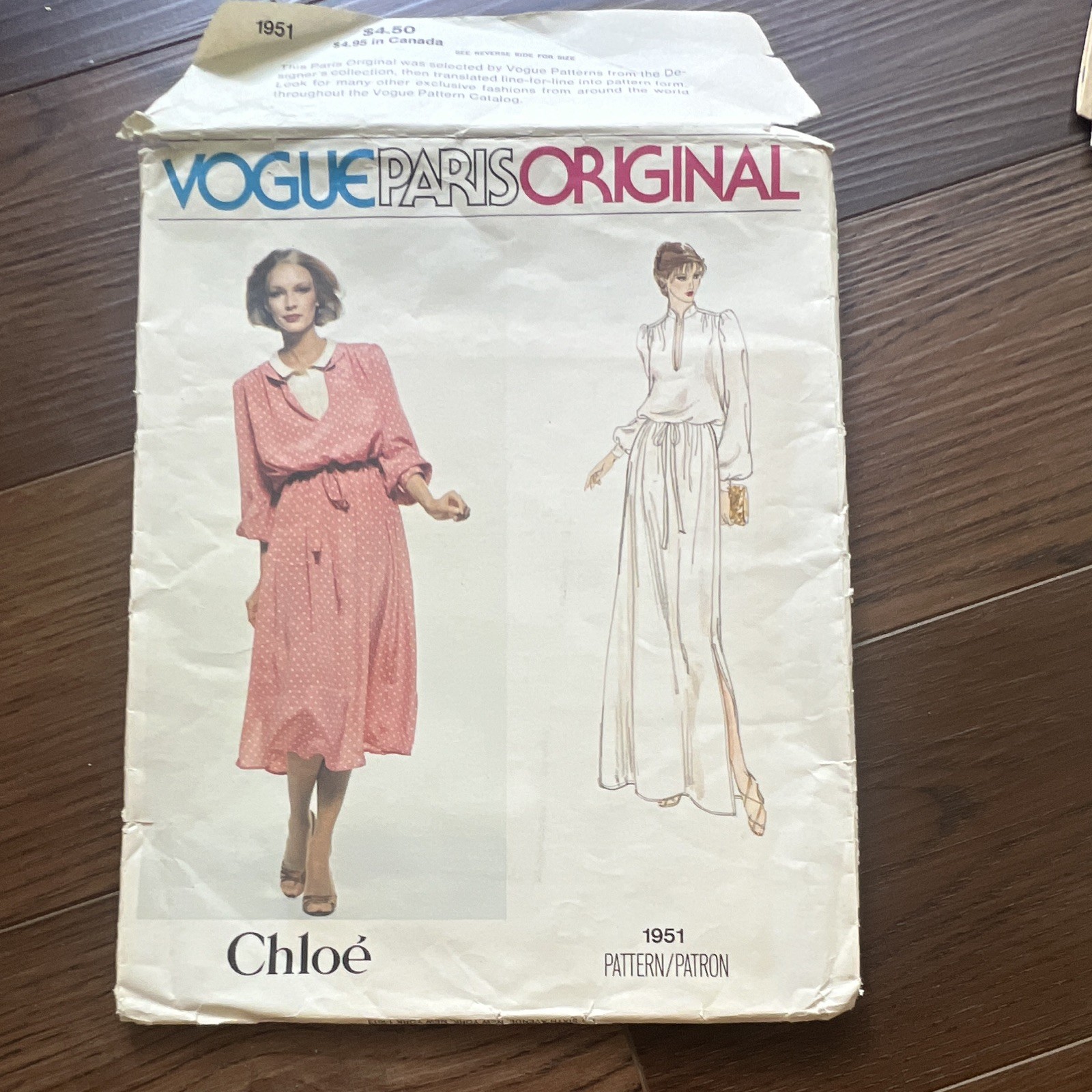 Vogue Paris Original 1951 Chloé Women\'s Dress & Blouse Sewing Vintage SZ 10