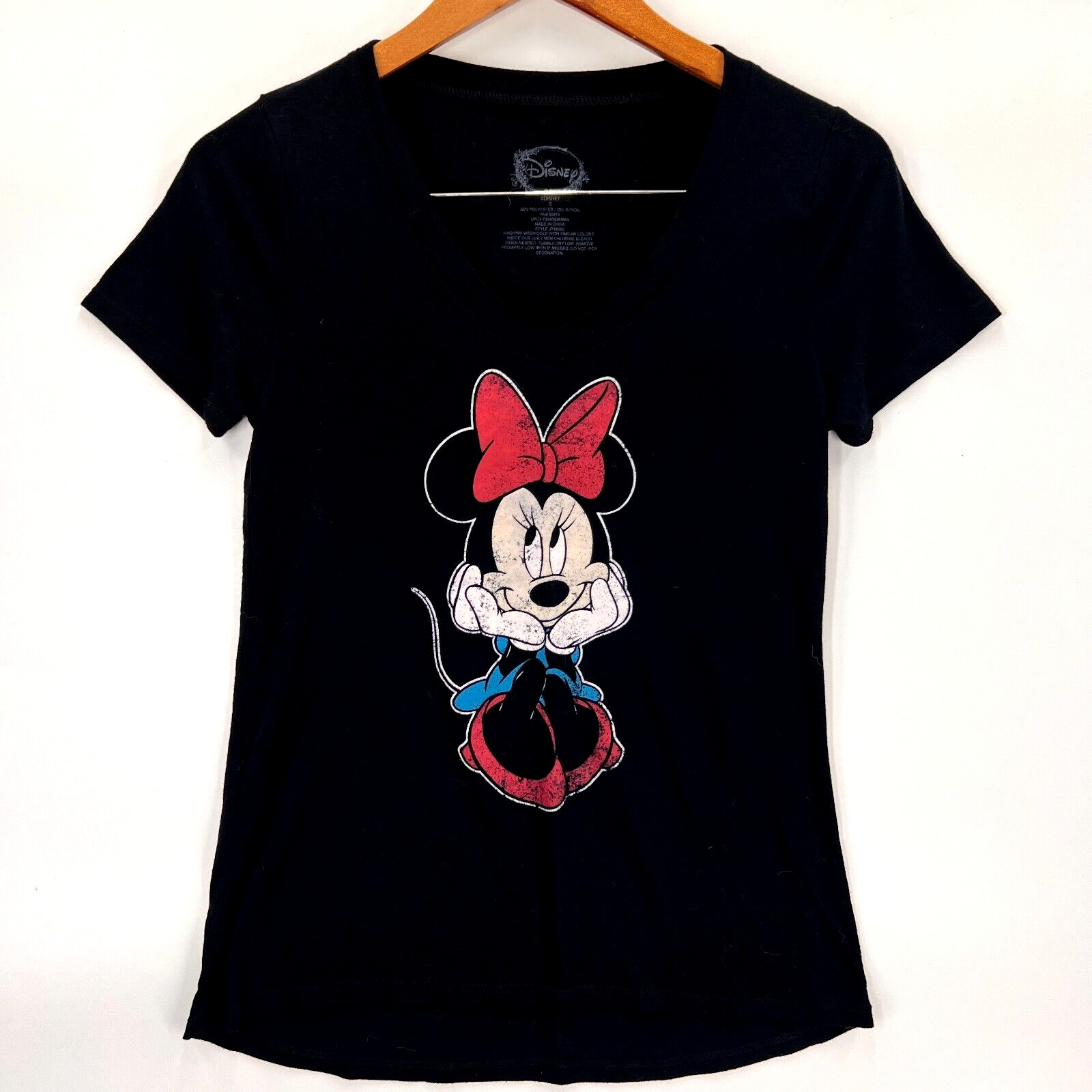 Disney Women\'s Casual Black Short Sleeve Graphic Minnie Mouse T-Shirt Size Small