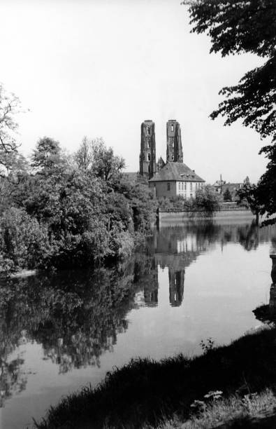 View across River Oder Sand Church Wroclaw Poland 1958 Old Photo