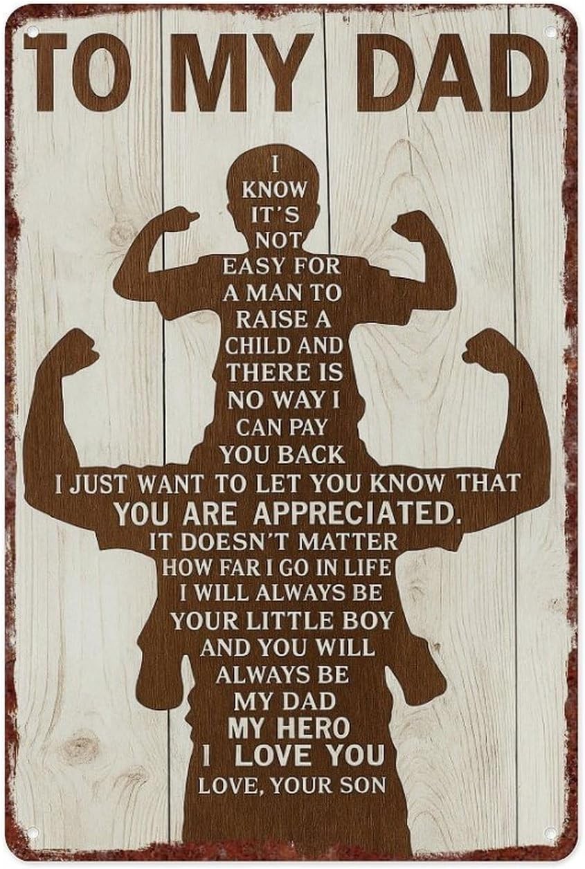 To My Dad From Son Personalized Father's Day Tin Metal Signs Home Décor 8x12