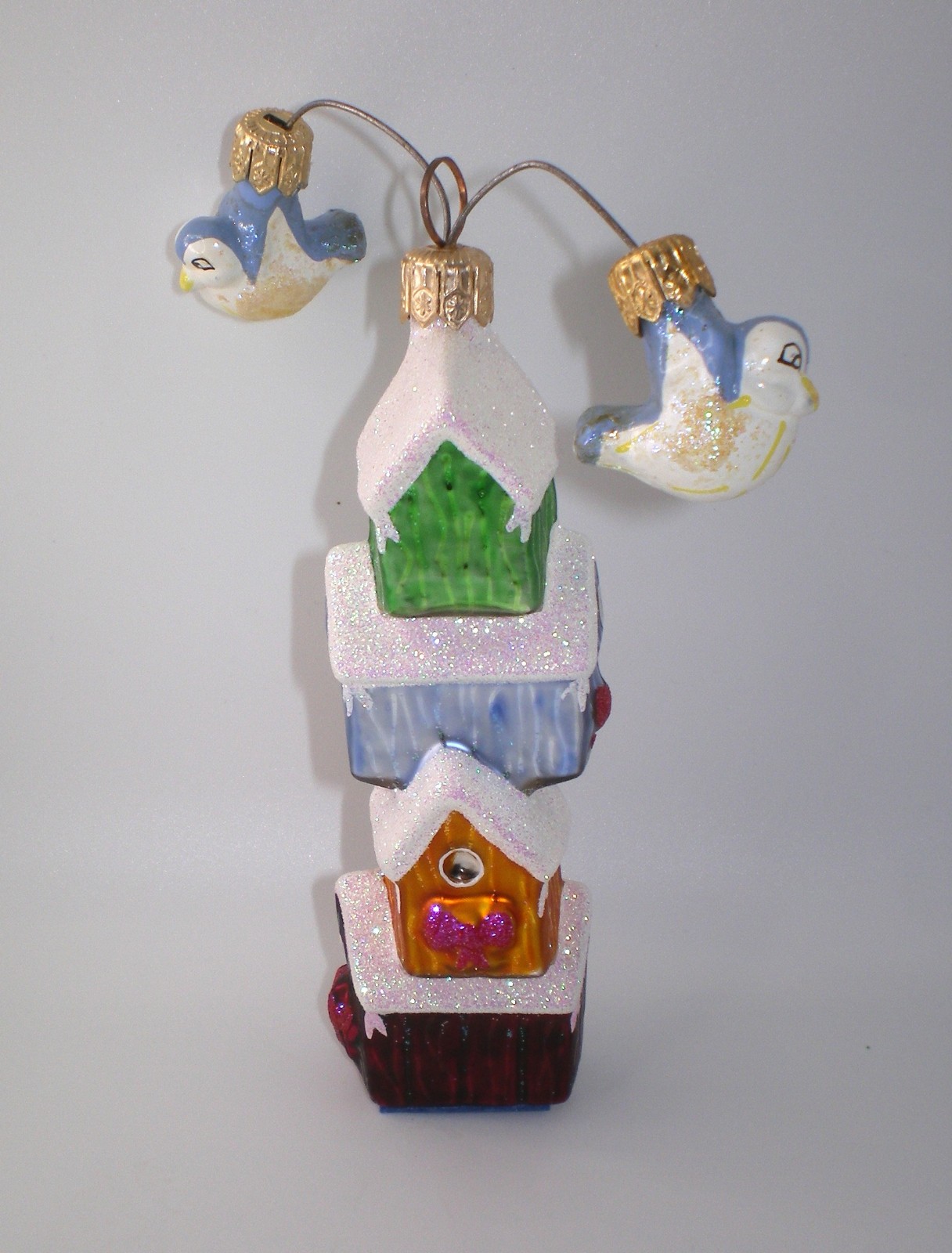 Vintage 1999 Christopher Radko TWEETS MOBILE Birdhouses & Bluebirds Ornament 5\