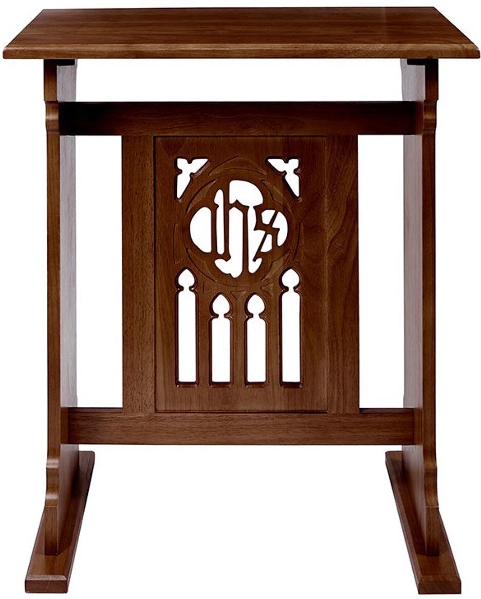 Florentine Credence Table, Walnut Stained (USUALLY SHIPS WITHIN 2 TO 3 DAYS)
