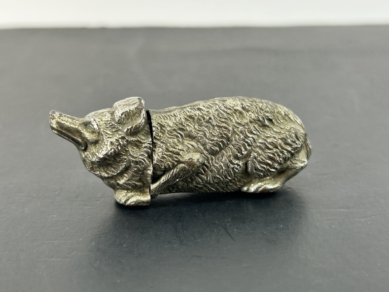 Antique Figural Metal Vesta Case Or Match Safe Wild Boar