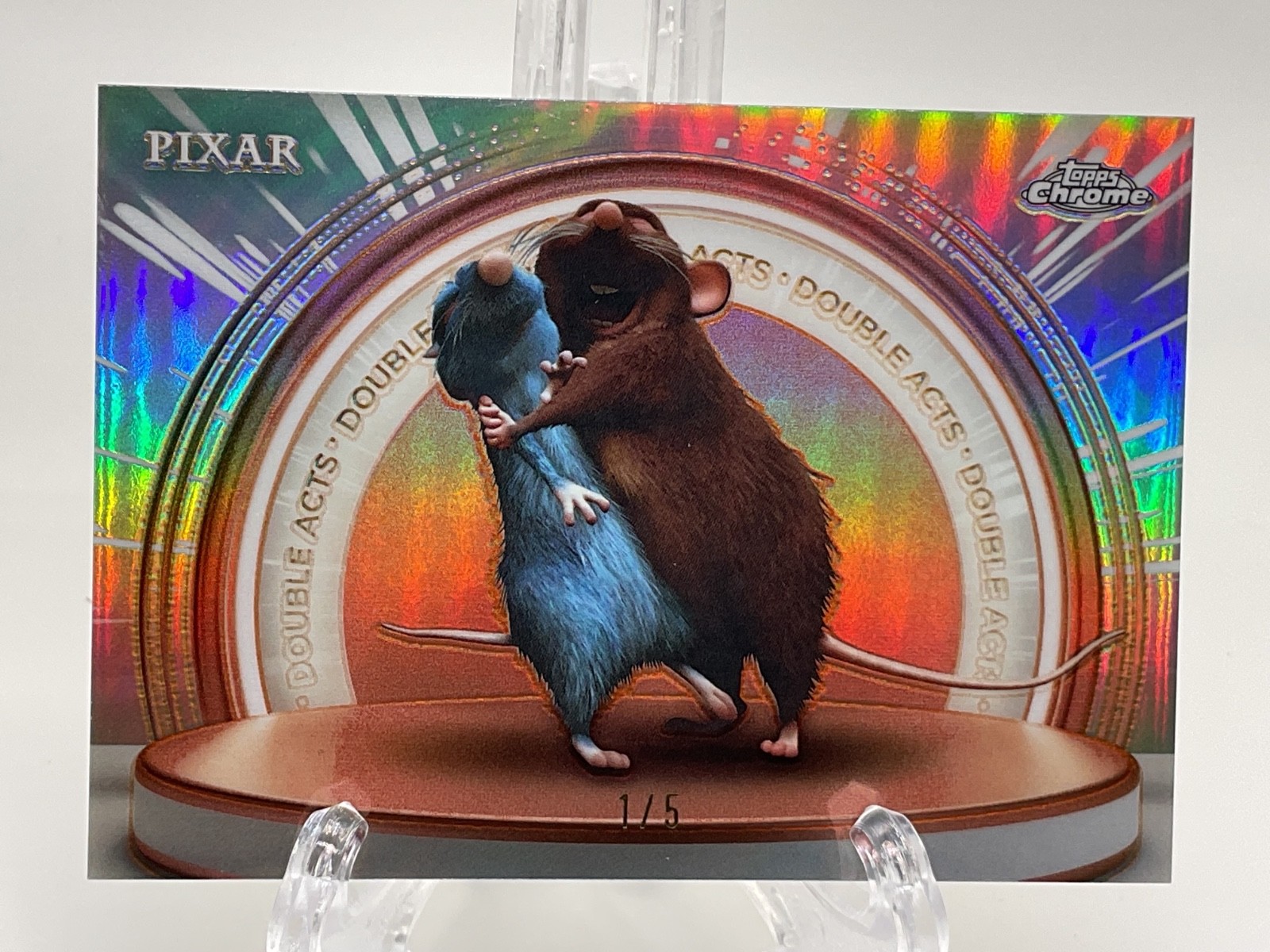 2025 Topps Chrome Pixar - Remy & Emile /5 Double Acts Red Refractor # DA-6