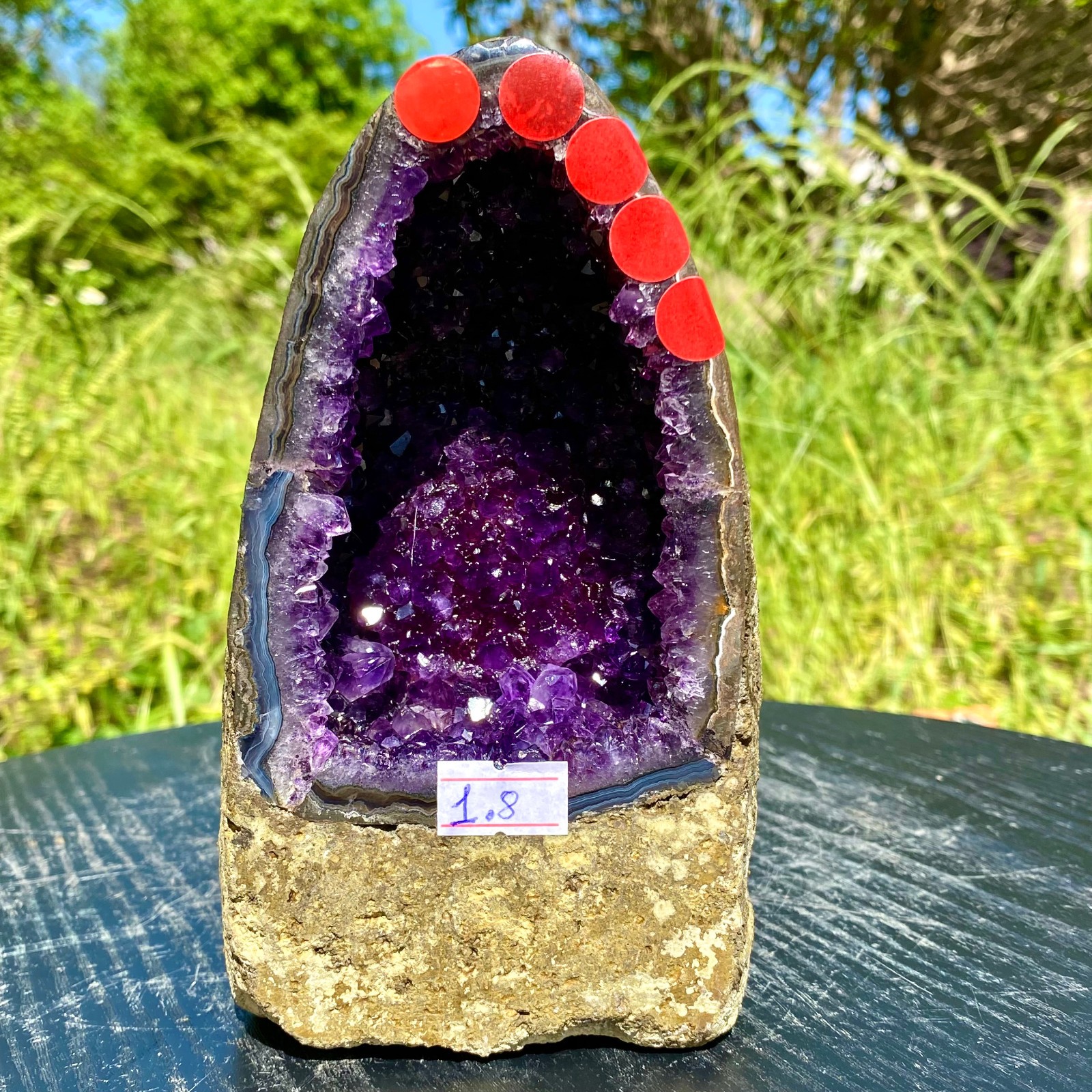 3.96LB Natural Amethyst Geode Quartz Crystal Cluster Cathedral Energy healing
