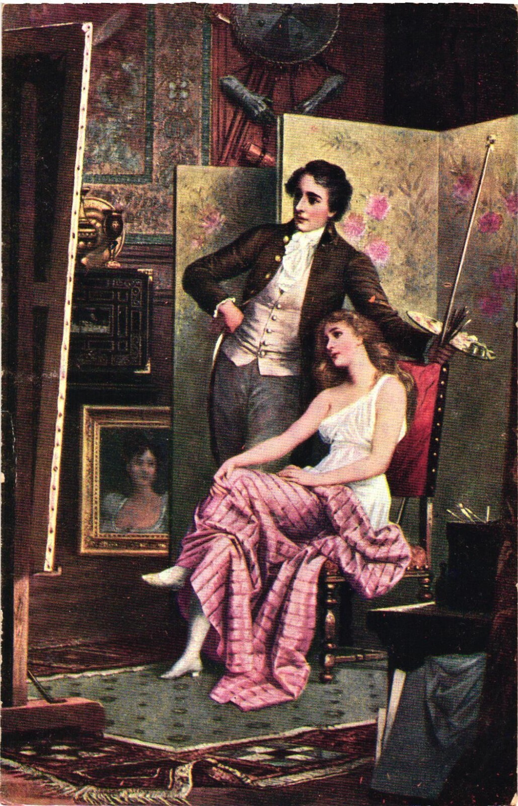 Artist & Model In Studio by C. Schweninger Divided Back Postcard Unused