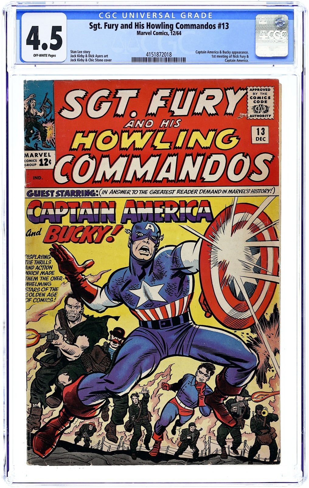 Sgt. Fury #13 CGC 4.5 1964 4151872018
