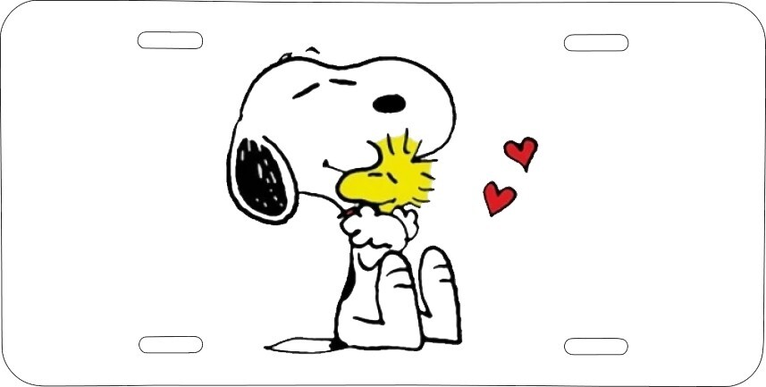 SNOOPY AND WOODSTOCK USA MADE LICENSE PLATE
