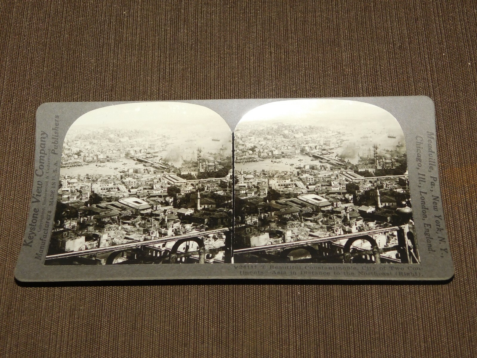 VINTAGE STEREOVIEW STEREOSCOPE CARD CONSTANTINOPLE TWO CONTINENTS ASIA