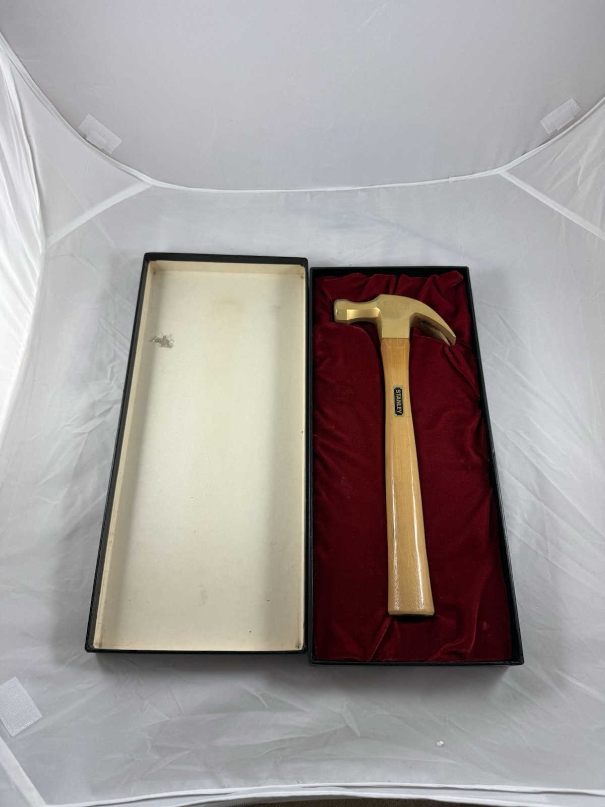 Vintage Stanley 100 Plus Golden Hammer of Merit Gold Tone Award Hammer w/ Box