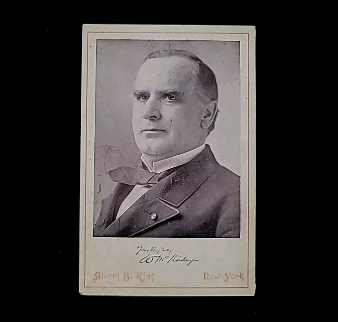1896 US President William McKinley Signed Cabinet Card Photo Baker Albert B King